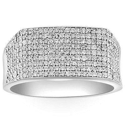 Pompeii3 1Ct Diamond Men's White Gold Pave Wedding Ring Anniversary Band