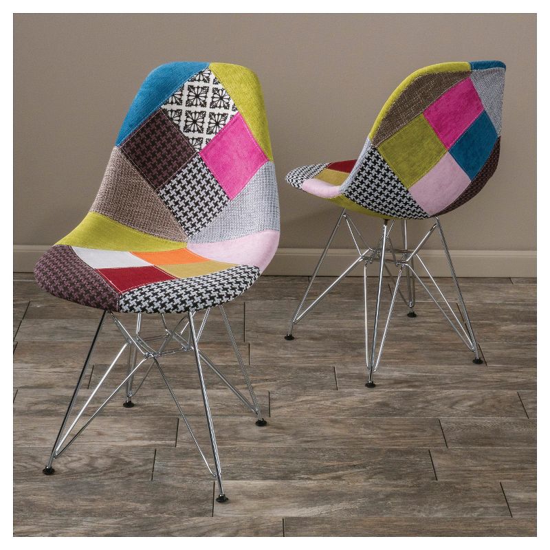 Set of 2 Wilmette Patchwork Fabric Chair Black/Pink/Green - Christopher Knight Home, 3 of 6