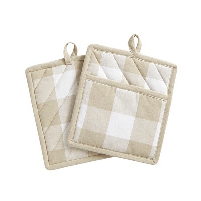 Elrene Farmhouse Living Buffalo Check Pot Holder Pair - 8" x 9" - Elrene Home Fashions