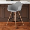 HomeRoots 28" Gray And Brown Heavy Duty Plastic And Solid Wood Low Back Counter Height Bar Chair - 2 of 4