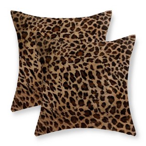 Cheetah Pillow Covers 18x18 Inch Set of 2 Leopard Brown Throw Pillows Animal Skin Print Pillow Cases - 1 of 4