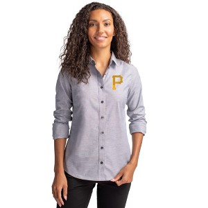 Pittsburgh Pirates Cutter & Buck Stretch Oxford Womens Long Sleeve Dress Shirt - 1 of 1
