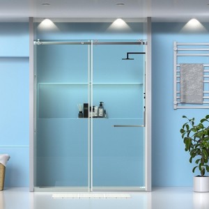 Frameless Glass Shower Door 56-60" W ¡Á 75" H, Sliding Glass Shower Door with 5/16" (8mm) Clear Sgcc Tempered Glass, Noiseless Frameless Shower Door - 1 of 4