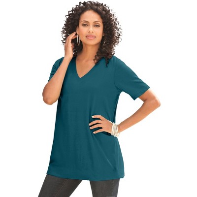 Roaman's Women's Plus Size Ultimate V Neck Tee