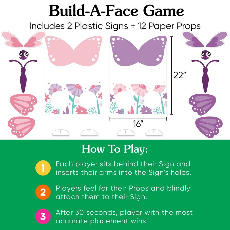 Big Dot of Happiness Beautiful Butterfly - Floral Baby Shower or Birthday Activity - 2 Player Build-A-Face Party Game, 5 of 7