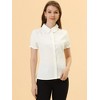 INSPIRE CHIC Women's Short Sleeve Button Down Peter Pan Collar Blouse - 3 of 4