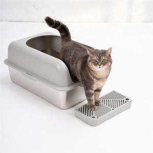 Extra Large Enclosed Stainless Steel Cat Litter Box with Lid for Big Cats, Metal Litter Pan Tray with High Wall Sides, Easy Cleaning, Black Friday - 1 of 4