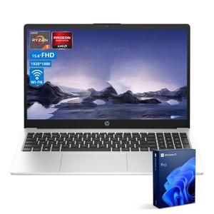HP Essential 255 G10 15.6" FHD Laptop, Ryzen 5 7530U, Radeon Graphics, 16GB DDR4, 512GB SSD, Wi-Fi 6, Windows 11 Pro, Silver - 1 of 4