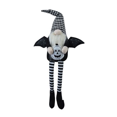 FURNIinspire Decorative Objects Holiday Decorations, Fabric Sitting Black Gnome With Wings, Striped Socks, Home Decor, Multicolored, 3.5"*4.3"*23.5"