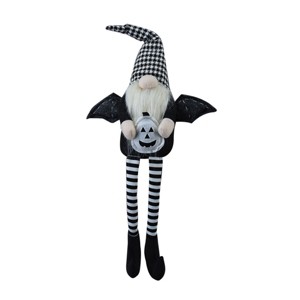 FURNIinspire Decorative Objects Holiday Decorations, Fabric Sitting Black Gnome With Wings, Striped Socks, Home Decor, Multicolored, 3.5"*4.3"*23.5" - 1 of 4