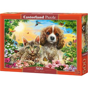 500 Piece Jigsaw Puzzle, Best Pals, Cats and Dogs, Animal puzzles, sweety Puppy and Kitten, Adult Puzzles, Castorland B-53728 - 1 of 4