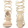 Perphy Women's Long Lace Up Open Toe Mid Chunky Open Toe Heel Sandals - 3 of 4