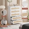 5 Drawer Rattan Dresser for Bedroom, 47.27” Tall Dresser with Power Outlets, Wood Dresser Chest of Drawers for Living Room Closet Hallway Entryway - 4 of 4