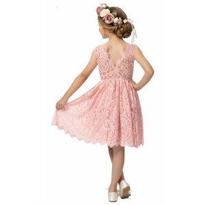2Bunnies Paisley All-Over Lace Sleeveless Flower Girl Dress Knee - 1 of 4