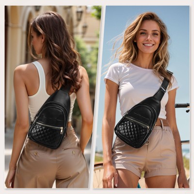 Unique Bargains PU Leather Hiking Cycling Convertible Anti-Theft Mini Sling Bag Black — фото 3
