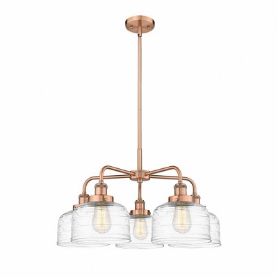 Bell - 5 Light Stem Hung Chandelier In Art Deco Style-14.75 Inches Tall and 26 Inches Wide