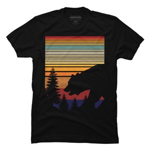 Men's Design By Humans BEAR IN FOREST VINTAGE SUNSET By punsalan T-Shirt - 1 of 2