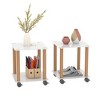 NicBex Modern Square Tempered Glass Coffee Table with Storage Shelf,Side Table with Wooden Legs,End Table for Living Room - 2 of 4