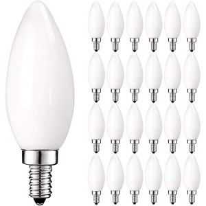 Luxrite 5W Frosted E12 LED Bulb 60W Equivalent, 2700K Warm White, 450 Lumens, Dimmable, Tip Glass, Candle Light Bulbs, UL Listed 24 Pack - 1 of 4