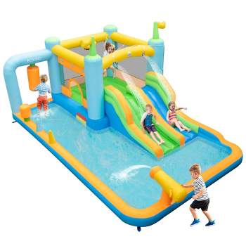 Costway Inflatable Water Slide Giant Kids Bounce House Park Splash Pool without Blower