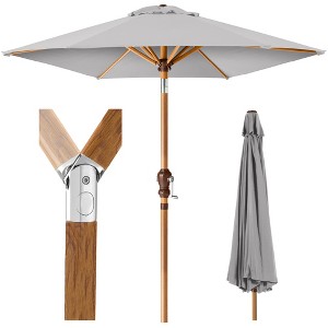 Best Choice Products 10ft Outdoor Woodgrain Pattern Steel Market Patio Umbrella w/ Crank, Tilt - 1 of 4