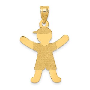 Black Bow Jewelry 14k Yellow Gold Boy with Hat Pendant, 22mm - 1 of 4