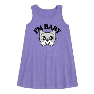 Girls' - Instant Message - Im Baby Cat Graphic Sleeveless Aline Dress - 1 of 4