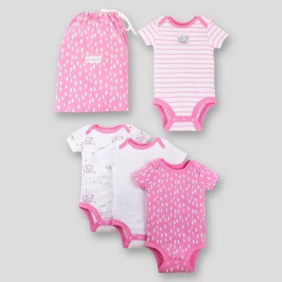 Lamaze Baby Girls' Organic 4pc Bodysuit Gift Set - Pink Newborn