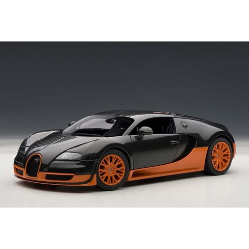 Bugatti Veyron Super Sport Edition Carbon Fiber Black With Orange 118 Diecast Car Model By Autoart