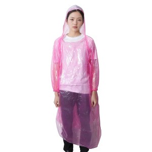 Unique Bargains Disposable Rain Ponchos Waterproof Ponchos Lightweight for Men Women with Hood and Sleeves 5 Pcs - 1 of 4