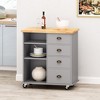 Bella Depot 31.5'' Kitchen Island Cart with Storage,on Wheels with Large Worktop, Drawers for Kitchen,Dinning Room - 2 of 4