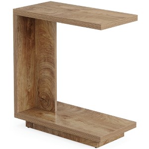 Resenkos Nightstand, Night Stand,C-Shaped End Table, Wood Side Table Nightstand Bedside Table,Rustic Brown - 1 of 4