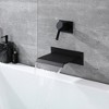 SUMERAIN Wall Mount Bathtub Faucet Matte Black Waterfall Tub Filler High Flow, with Rough-in Valve - 2 of 4