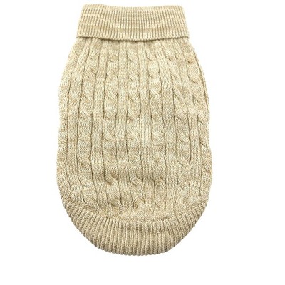 Doggie Design Combed Cotton Cable Knit Dog Sweater - Oatmeal