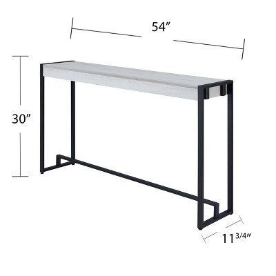 Macen Distressed White and Aged Black Industrial Console Table with Storage
