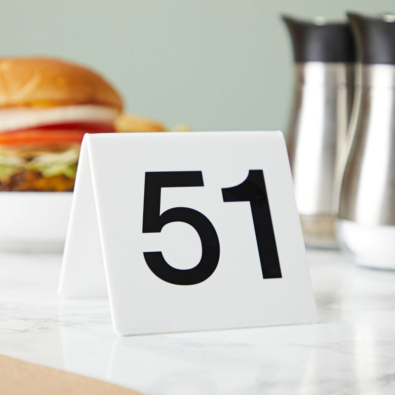 Set of 25 Acrylic Table Numbers for Wedding Reception, Plastic Tent Cards Numbered 51-75 for Restaurants, Banquets (3 x 2.75 x 2.5 In), 2 of 6