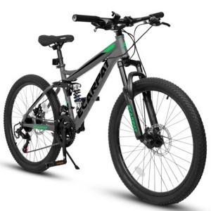 INFURNIC Bicycles 27.5 Inch Full Suspension Mountain Bike Front and Rear Dual Shock Absorbers Mechanical Disc Brake 21 Speed, Black, 68.1"*27"*39.7" - 1 of 4