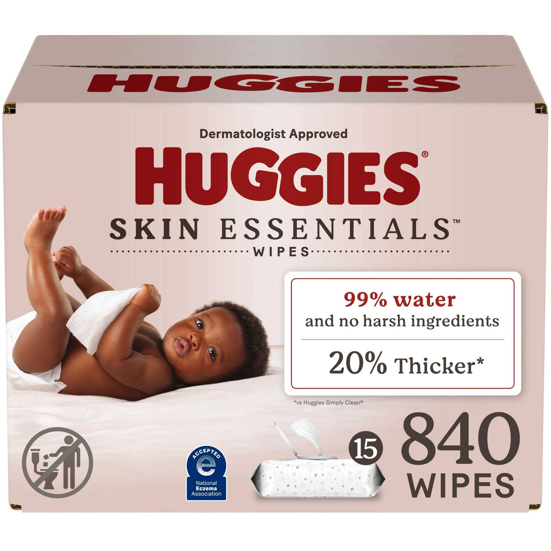 Huggies Skin Essentials Baby Wipes - 840ct -15pk: Diaper Area, Unscented