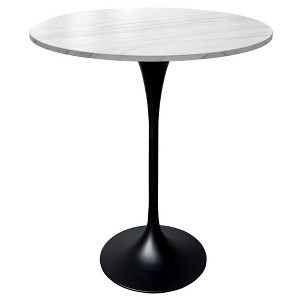 LeisureMod Verve 27" Round Bar Height Dining Table, Sintered Stone Top, Black Pedestal Base, Counter Height Table for Kitchen and Pub - 1 of 4