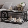 2-Tier Coffee Table for Small Spaces, X-Frame Living Room Low Coffee Table with Storage Shelf, Durable Rectangle Center Table - 2 of 4