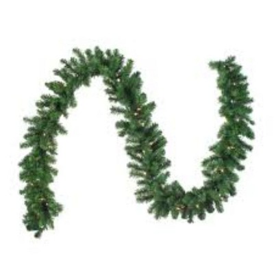 Lush Two-Tone Canadian Pine Pre-Lit LED Outdoor Christmas Garland - 9'