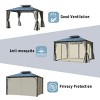 10'x12' Outdoor Gazebo with Double-Layer Polycarbonate Roof,Curtains and Netting, Heavy Duty Aluminum Patio Garden Shelter-Cuddlewood - 3 of 4