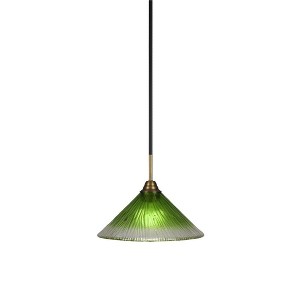 Toltec Lighting Paramount 1 - Light Pendant in  Matte Black/Brass with 12" Kiwi Green Crystal Shade - 1 of 1