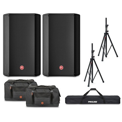 Harbinger VARI V1112 12" Powered Speakers Package With Bags & Stands