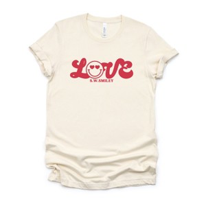 Simply Sage Market S.W.Smiley Love Cursive Short Sleeve Tee - 1 of 4