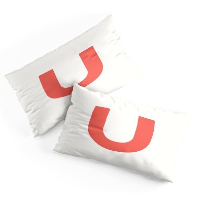 Deny Designs King April Lane Art Block Red Monogram U Microfiber Printed Pillow Sham