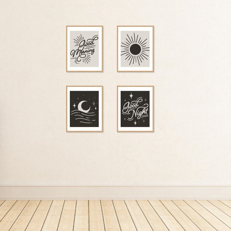 Big Dot of Happiness Good Morning Good Night - Unframed Bedroom Linen Paper Wall Art - Set of 4 - Artisms - 8 x 10 inches, 3 of 8