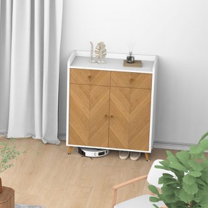 RISOKEYS 4-Tier Shoe Cabinet with 2 Drawers & Adjustable Shelves - Spacious Storage for 16 Pairs, for Entryway,Hallway,Living Room,Apartments - 1 of 4