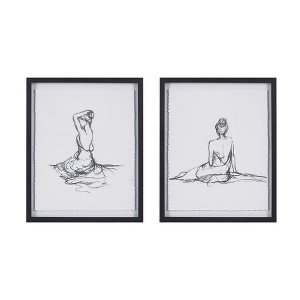 SEVOBAL Wall Art Sketch Framed Glass Set Modern Chic Decor for Refined Artful Airy Contemporary Living Room, Multicolored, 24"*20.5"*3.5" - 1 of 4
