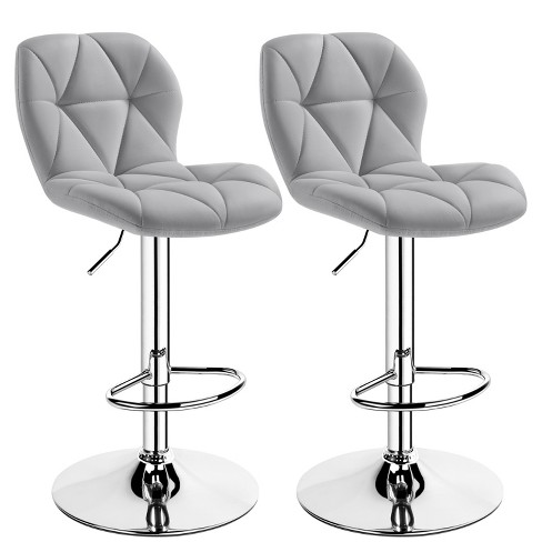 Yaheetech 2pcs Adjustable Modern Pu Leather Swivel Bar Stools With